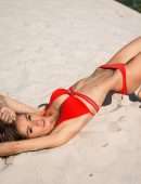 Valentina Grishko Booty in a Tiny Red Bikini