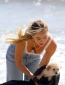 Alexis Ren Cleavage in Beach Candids in Malibu