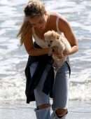 Alexis Ren Cleavage in Beach Candids in Malibu