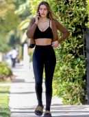 Amelia Gray Hamlin Cleavage in a Black Sports Bra Out in West Hollywood