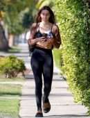 Amelia Gray Hamlin Cleavage in a Black Sports Bra Out in West Hollywood
