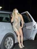 Bella Bunnie Amor Cleavage and Leggy in a Racy Dress Out in Miami
