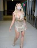 Bella Bunnie Amor Cleavage and Leggy in a Racy Dress Out in Miami
