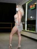 Bella Bunnie Amor Cleavage and Leggy in a Racy Dress Out in Miami