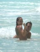 Candice Swanepoel in the Sea on a Beach in Tulum