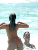 Candice Swanepoel in the Sea on a Beach in Tulum