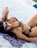 Claudia Romani Booty in a Thong Bikini on the Beach in Miami