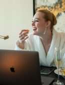 Elle Fanning Getting Ready for the Virtual Golden Globes