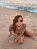 Georgia Harrison in a Wet T-Shirt at the Beach