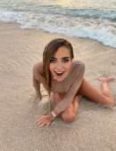 Georgia Harrison in a Wet T-Shirt at the Beach