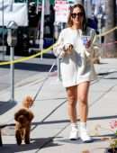Inanna Sarkis Leggy, at Alfred’s with her Dog in Studio City