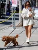 Inanna Sarkis Leggy, at Alfred’s with her Dog in Studio City