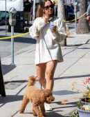 Inanna Sarkis Leggy, at Alfred’s with her Dog in Studio City