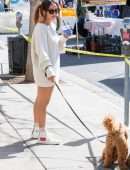 Inanna Sarkis Leggy, at Alfred’s with her Dog in Studio City