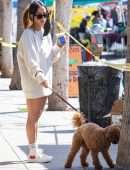 Inanna Sarkis Leggy, at Alfred’s with her Dog in Studio City