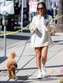 Inanna Sarkis Leggy, at Alfred’s with her Dog in Studio City