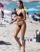 Kimberley Garner in Black Bikini on the Beach in Miami