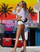 Kimberley Garner Booty in White Bikini at SoHo House in Miami Beach