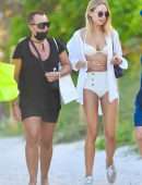 Kimberley Garner Booty in White Bikini at SoHo House in Miami Beach