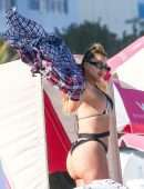 Larsa Pippen Booty in a Black Bikini in Miami Beach