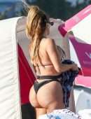 Larsa Pippen Booty in a Black Bikini in Miami Beach