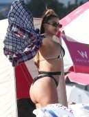 Larsa Pippen Booty in a Black Bikini in Miami Beach