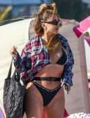 Larsa Pippen Booty in a Black Bikini in Miami Beach