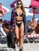 Larsa Pippen Booty in a Black Bikini in Miami Beach