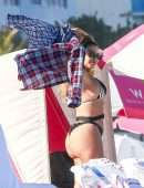 Larsa Pippen Booty in a Black Bikini in Miami Beach
