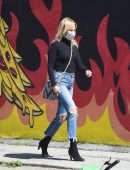 Malin Akerman in Jeans Outside M Cafe in Los Angeles
