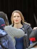 Melissa Benoist on the Set of 'Supergirl' in Vancouver