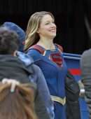 Melissa Benoist on the Set of 'Supergirl' in Vancouver