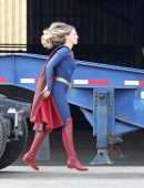 Melissa Benoist on the Set of 'Supergirl' in Vancouver