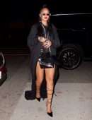 Rihanna Leggy in Black Skirt at Giorgio Baldi in Los Angeles