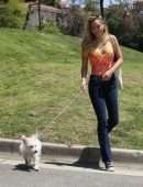 Alexis Ren Cleavage, Spotted with her Pup Angel in a Local Park in Los Angeles