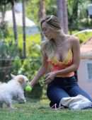 Alexis Ren Cleavage, Spotted with her Pup Angel in a Local Park in Los Angeles