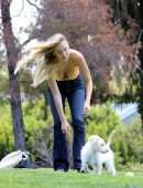 Alexis Ren Cleavage, Spotted with her Pup Angel in a Local Park in Los Angeles
