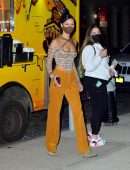 Bella Hadid Cleavage Celebrating Gigi Hadid's Birthday in NYC
