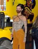 Bella Hadid Cleavage Celebrating Gigi Hadid's Birthday in NYC