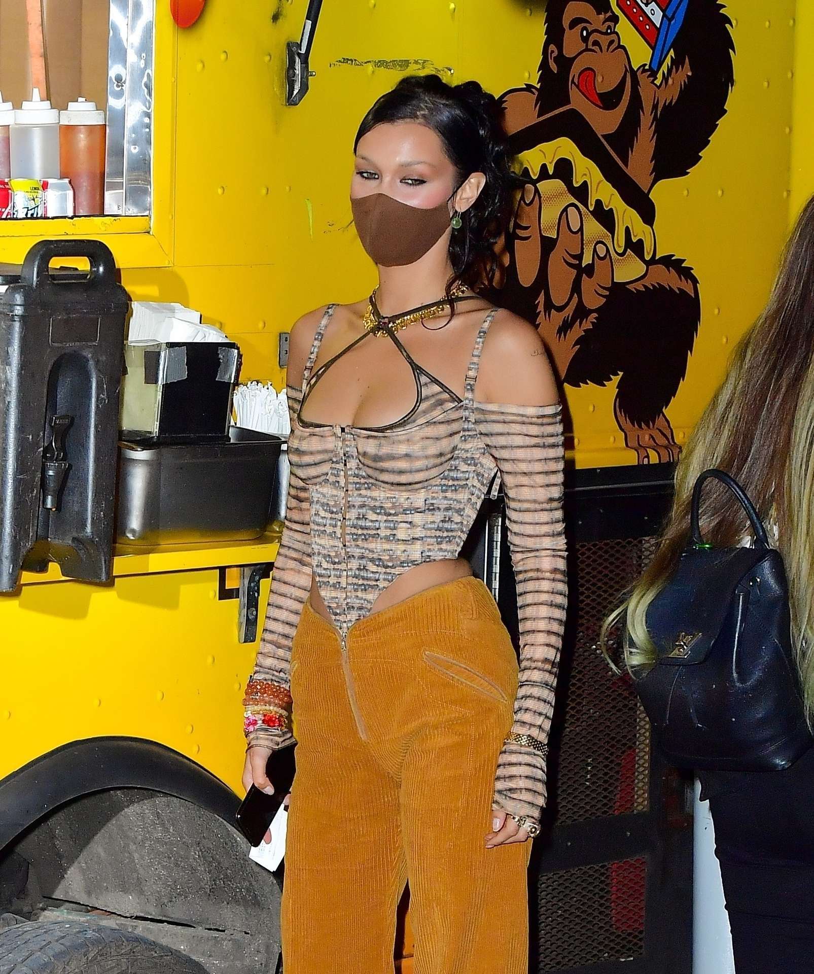 Bella Hadid Cleavage Celebrating Gigi Hadid's Birthday in NYC