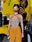 Bella Hadid Cleavage Celebrating Gigi Hadid's Birthday in NYC