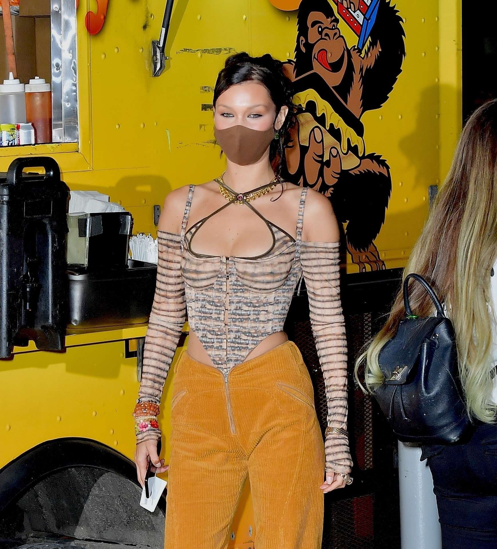 Bella Hadid Cleavage Celebrating Gigi Hadid's Birthday in NYC