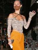 Bella Hadid Cleavage Celebrating Gigi Hadid's Birthday in NYC