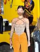 Bella Hadid Cleavage Celebrating Gigi Hadid's Birthday in NYC