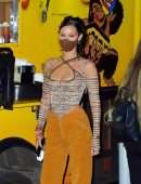 Bella Hadid Cleavage Celebrating Gigi Hadid's Birthday in NYC