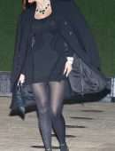 Bella Thorne Upskirt in Black Pantyhose and Short Dress