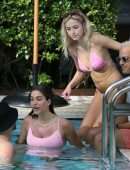 Amelia Hamlin and Delilah Hamlin in Bikini at a Pool in Miami Beach