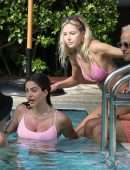 Amelia Hamlin and Delilah Hamlin in Bikini at a Pool in Miami Beach