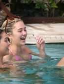 Amelia Hamlin and Delilah Hamlin in Bikini at a Pool in Miami Beach