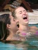 Amelia Hamlin and Delilah Hamlin in Bikini at a Pool in Miami Beach